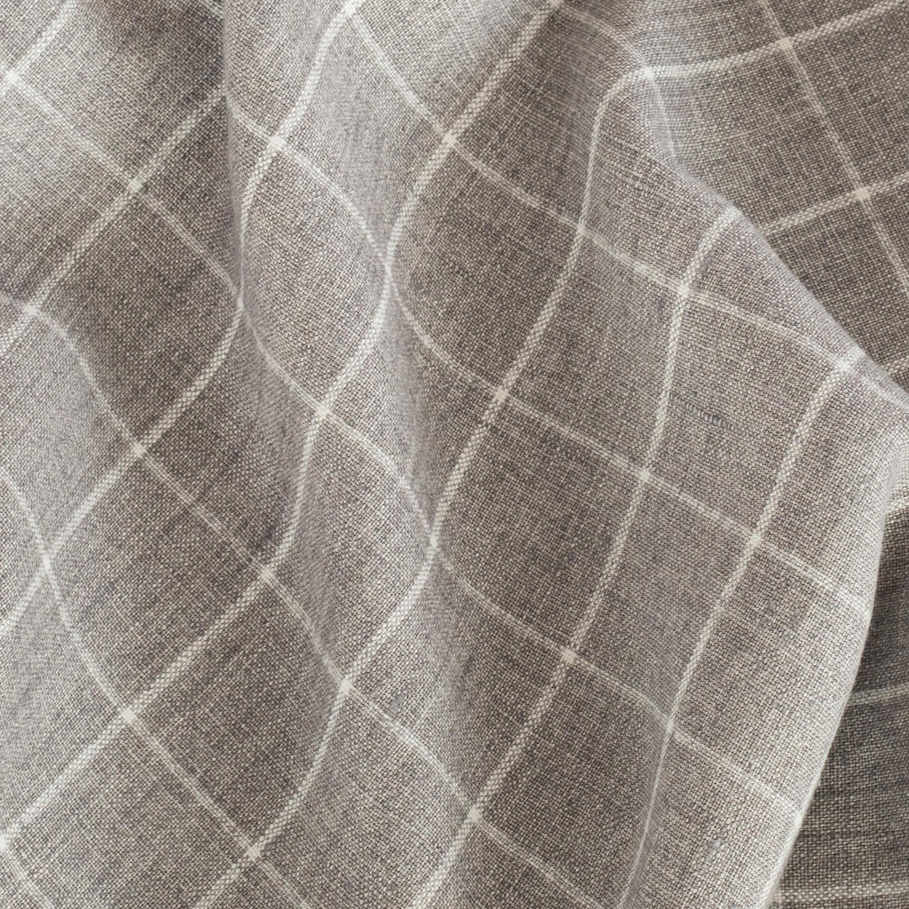 Butler Check Fabric, Stone Grey