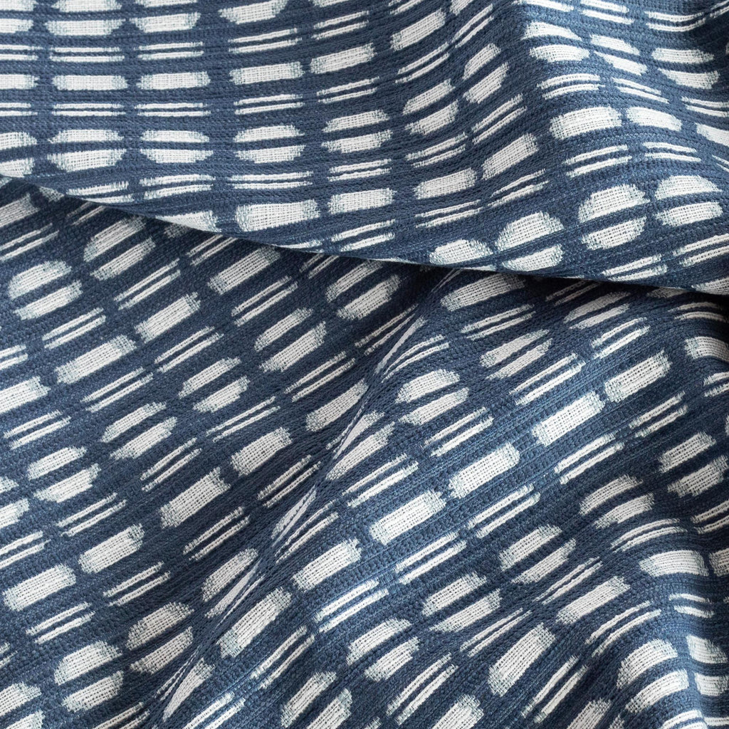 Calima Indigo blue and white ikat pattern indoor outdoor fabric : view 6