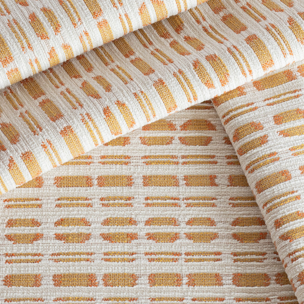 Calima Sunglow tangerine yellow and cream ikat pattern indoor outdoor fabric : view 4