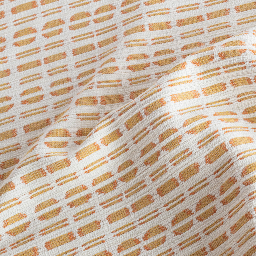 Calima Sunglow tangerine yellow and cream ikat pattern indoor outdoor fabric : view 6