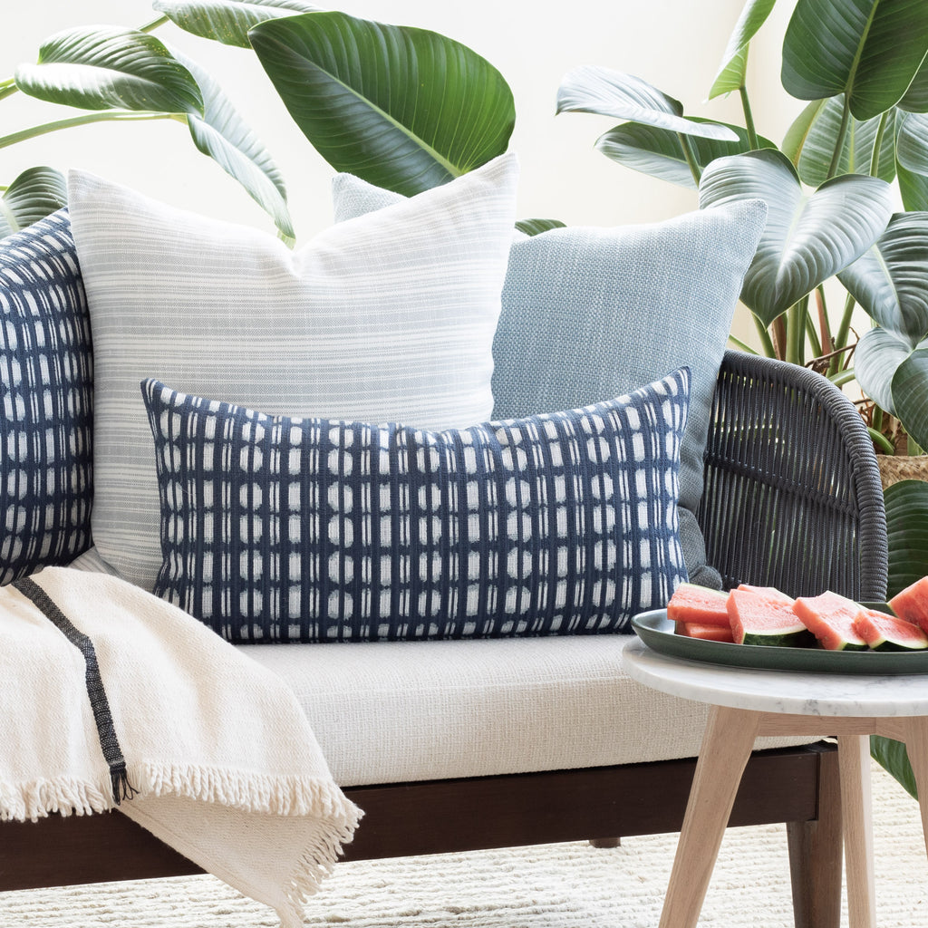 blue indoor outdoor pillows from Tonic Living