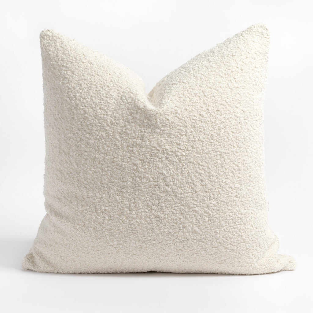 Cambie Boucle Chalk pillow, a cream boucle pillow with a beautiful chunky weave from Tonic Living