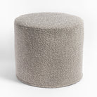 Cambie Boucle Silver Mink Ottoman, a mid grey boucle fabric round ottoman from Tonic Living