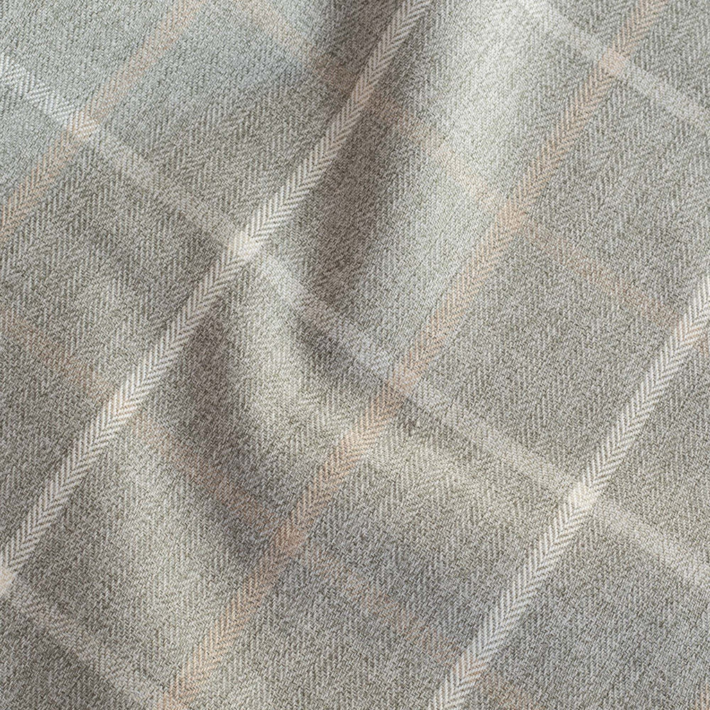 a heathered grey and cream plaid check upholstery fabric
