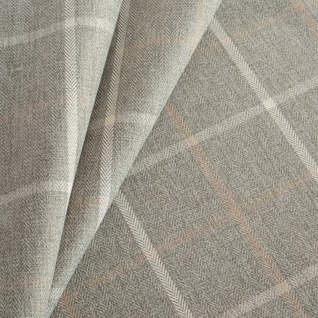 Camden Flagstone grey and beige large scaled plaid upholstery fabric from Tonic Living