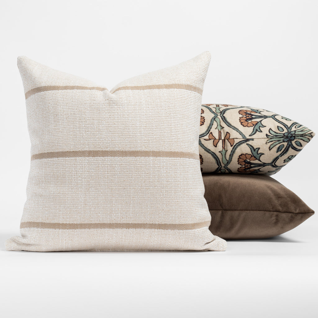 a modern earthy tonic living pillow combination 