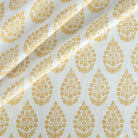 Chandra gold ochre yellow and cream floral block print drapery fabric from Tonic Living