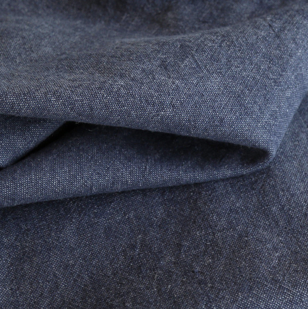 Cleary, Indigo - A hearty, washed linen blend Ellen Degeneres fabric in a indigo denim blue.