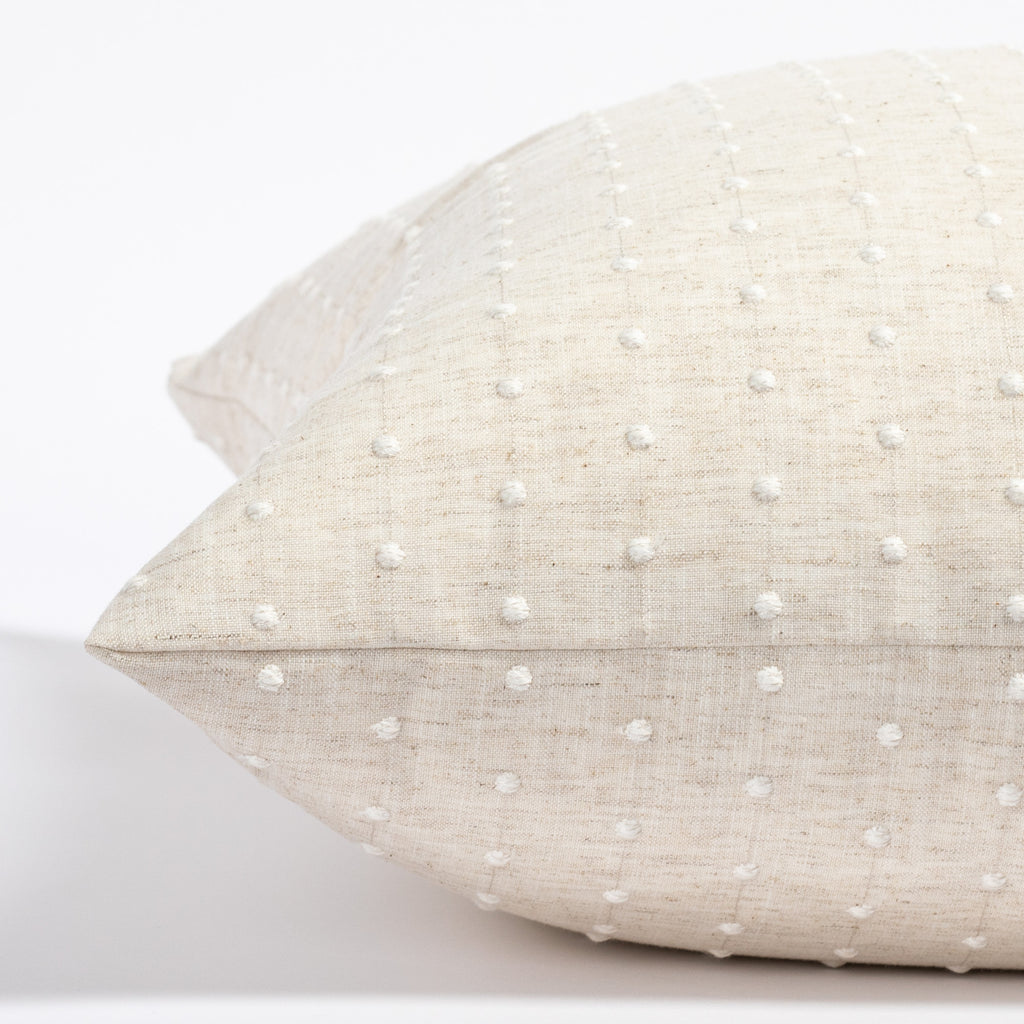 Constance vanilla cream embroidered dot pillow : Close up side