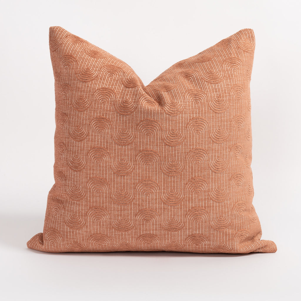 Cordoba Arch 20x20 Pillow Terracotta, a clay pink pillow with a flowing arch pattern from Tonic Living