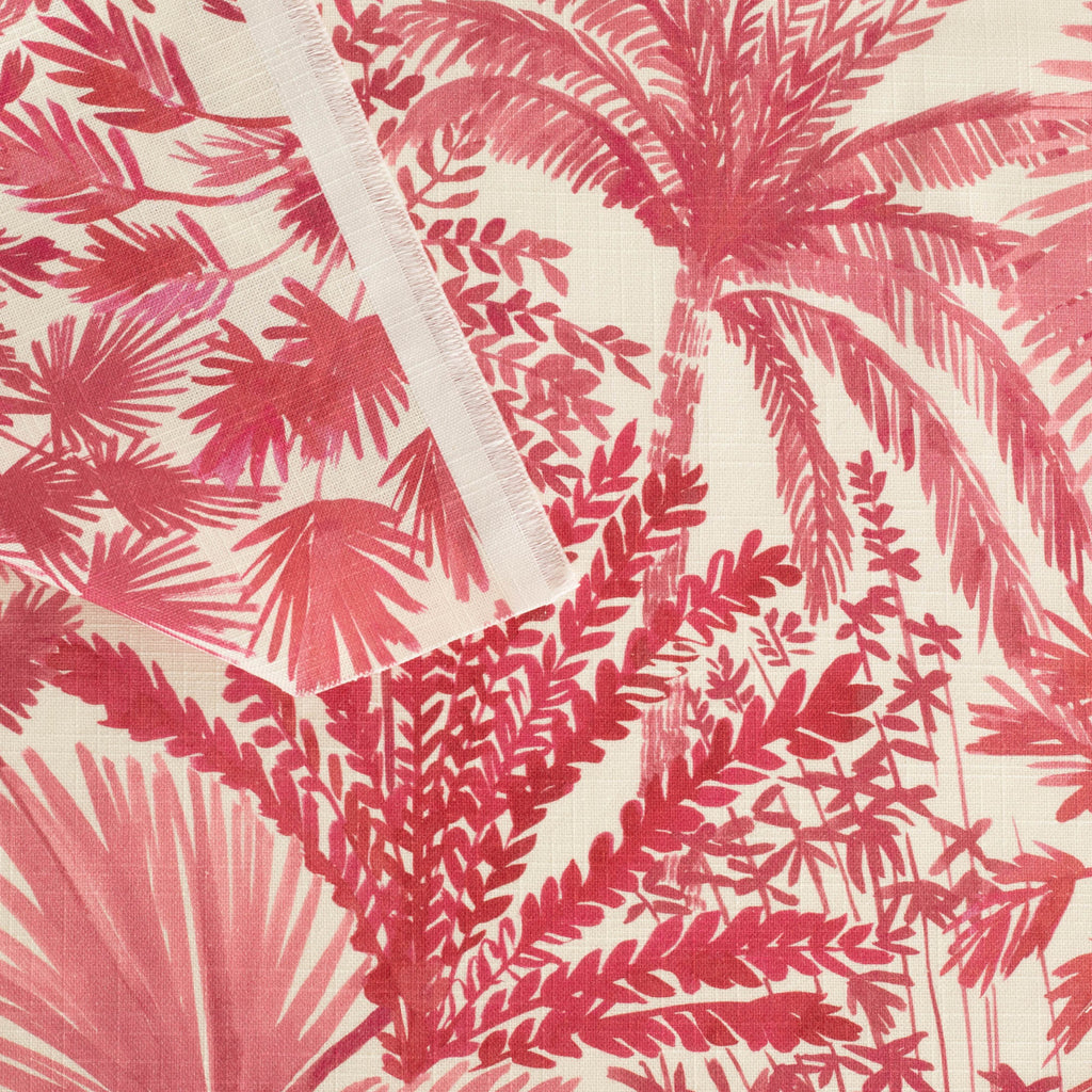 Daintree Hot Orchid painterly pink leafy print cotton fabric : view 5