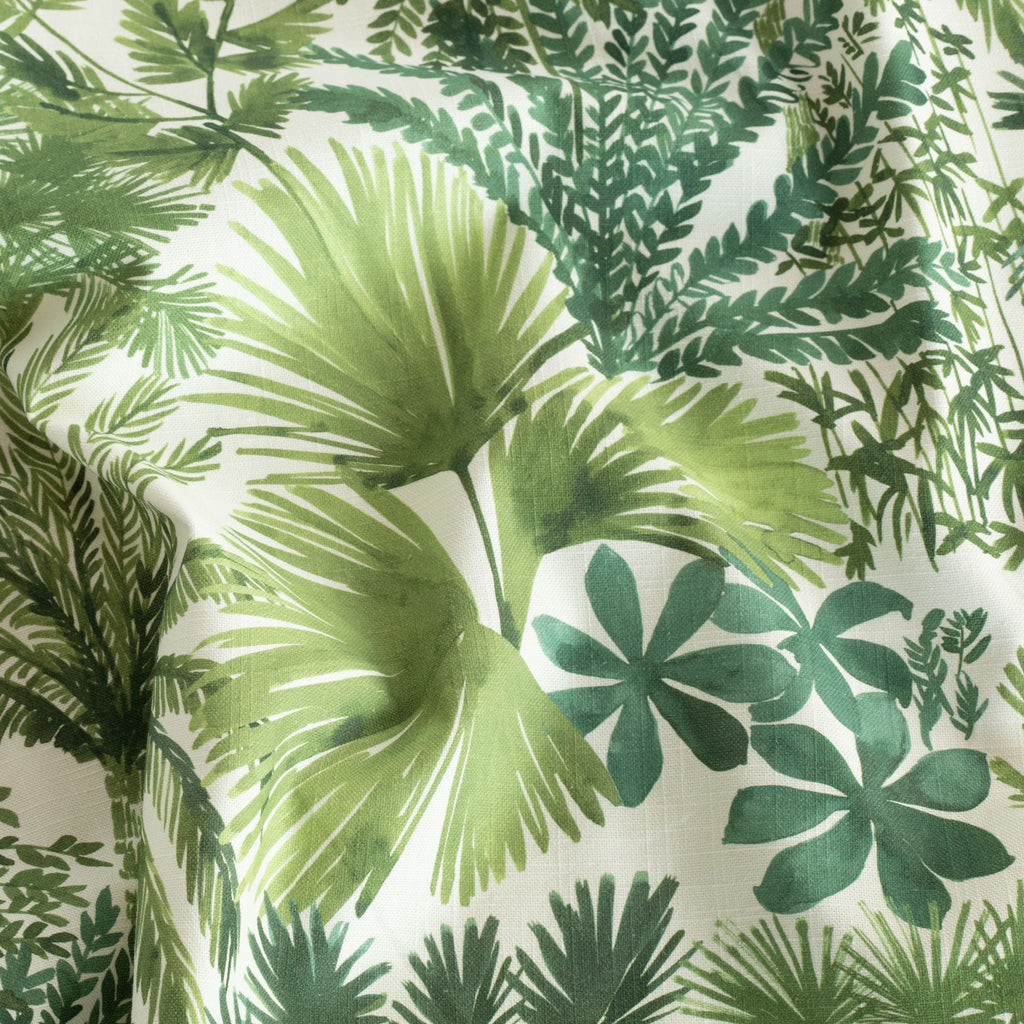Daintree Palm Green painterly leafy print cotton fabric : view 3