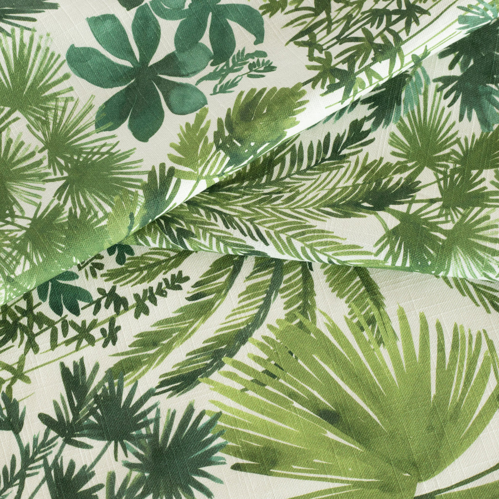 Daintree Palm Green painterly leafy print cotton fabric : view 6