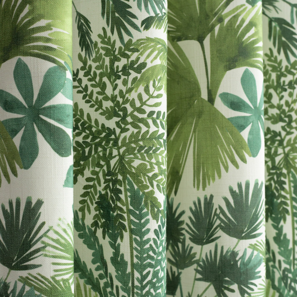 Daintree Palm Green painterly leafy print cotton fabric : view 4