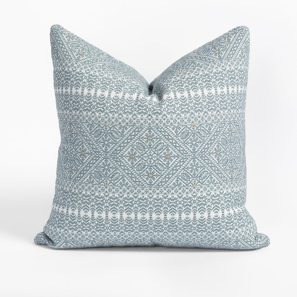 Delilah Stone Blue and white intricate brocade pattern pillow