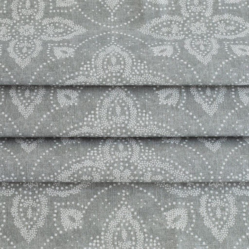 Dixie Sea Glass grey floral dot medallion print home decor fabric