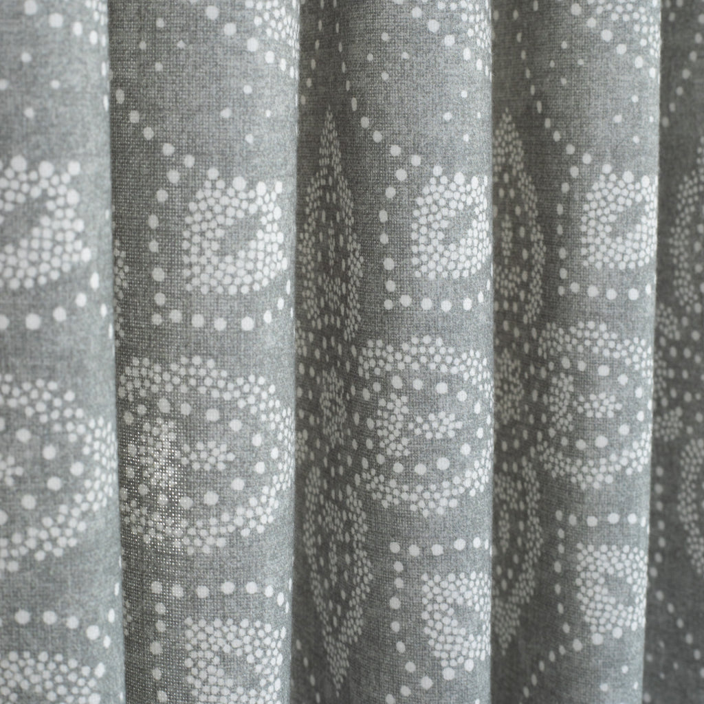 Dixie Sea Glass grey medallion print home decor fabric : close up view