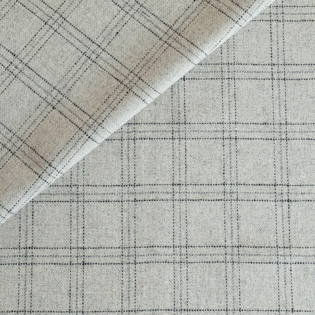 a fog grey with fine blue and charcoal lines home decor fabric