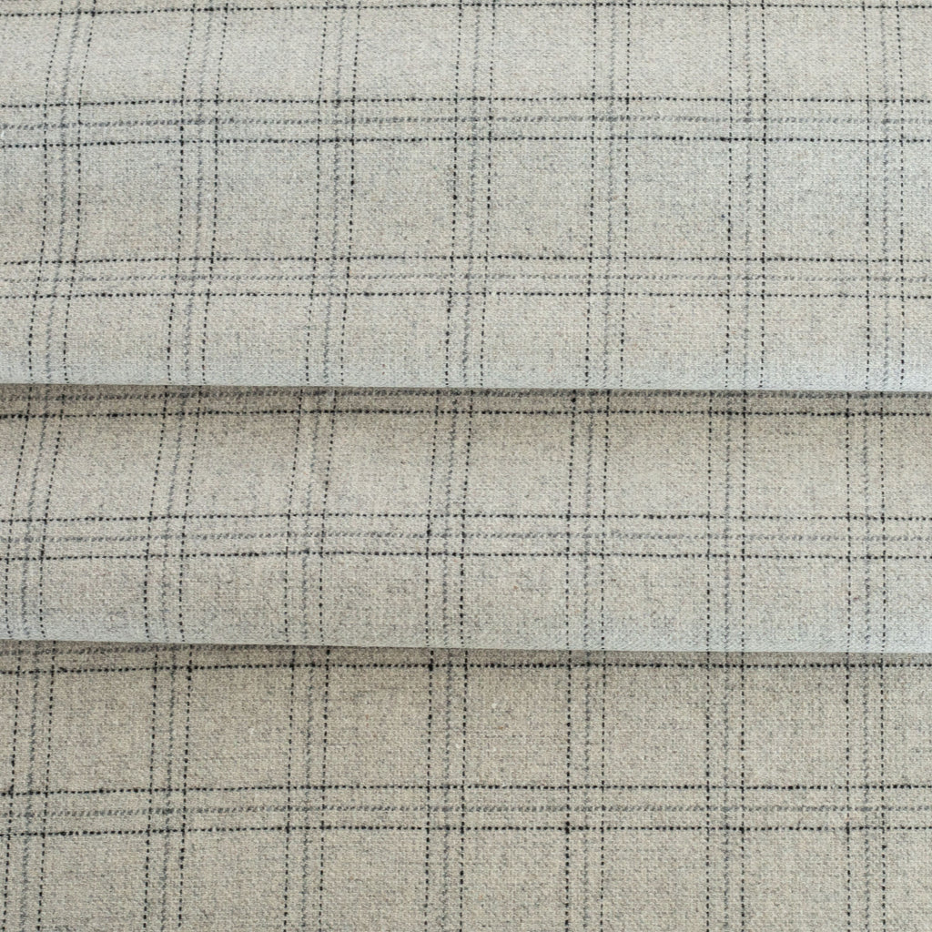 Dorset Plaid : a fog grey with fine blue and charcoal lines home decor fabric