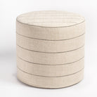 Dunrobin Stripe 18x16 Round Ottoman Burlap  from Tonic Living