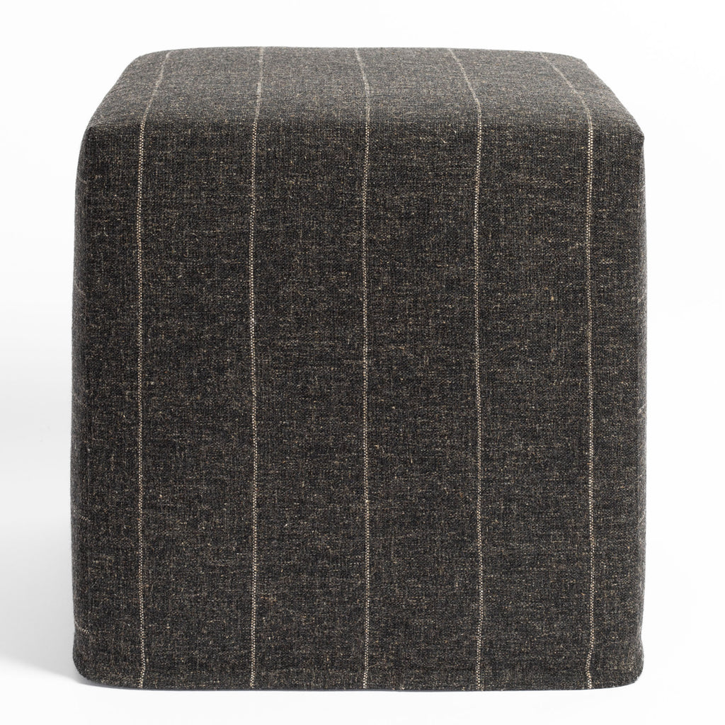 a charcoal grey and tan stripe cube ottoman from Tonic Living 