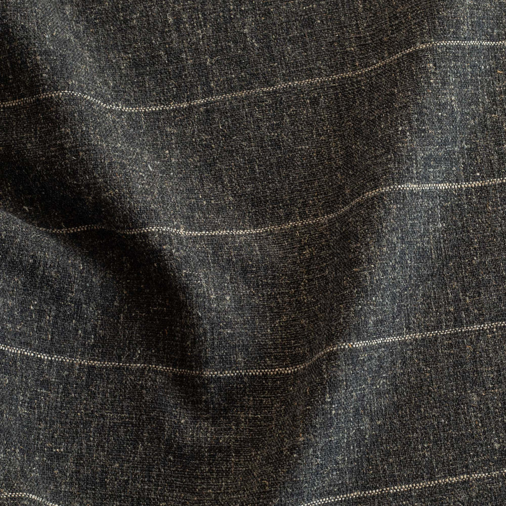 Dunrobin Stripe Sable, a wool like charcoal grey and brown stripe high performance Tonic Living fabric