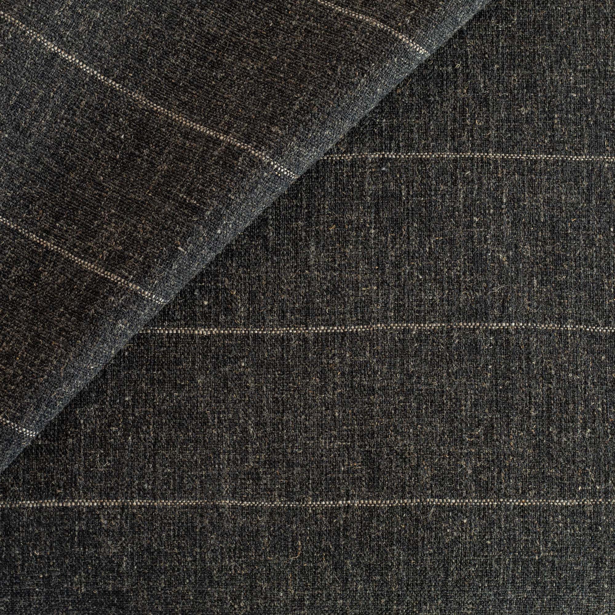 a wool like charcoal grey and brown stripe home decor fabric