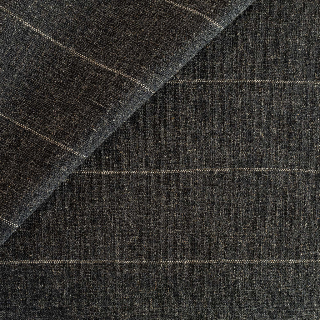 a wool like charcoal grey and brown stripe home decor fabric