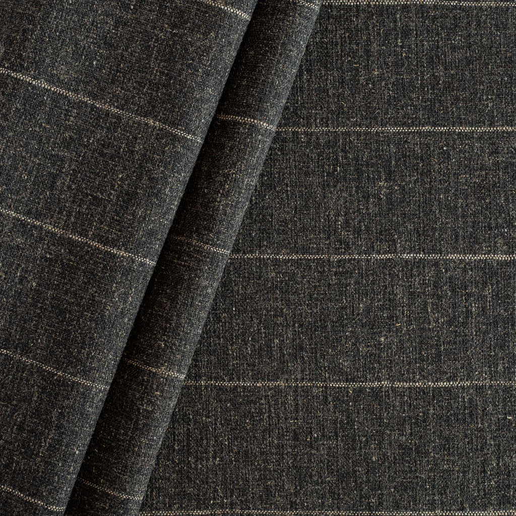 a charcoal grey and brown stripe home decor fabric