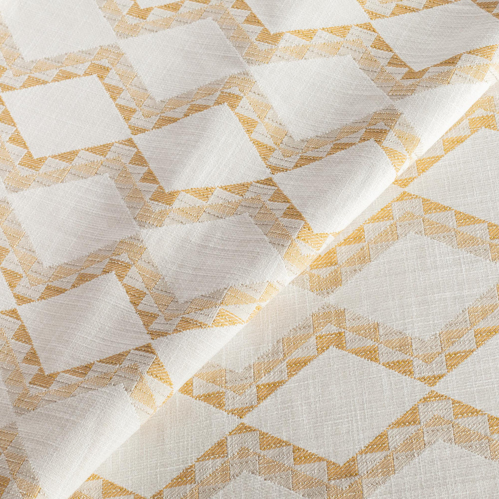 Estevan Amber yellow and cream large scale zigzag and diamond pattern indoor outdoor fabric from Tonic Living