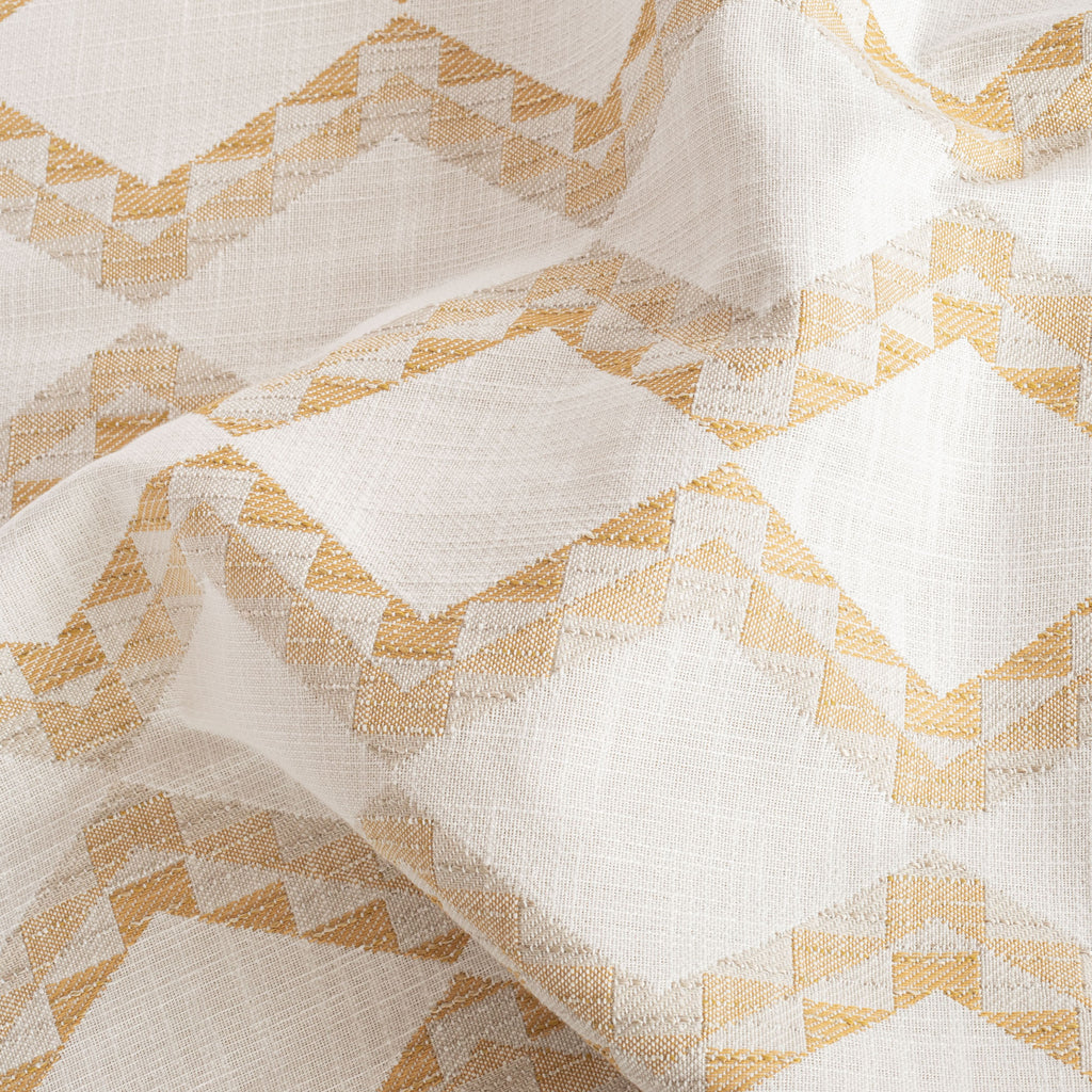 Estevan Amber yellow and cream large scale zigzag and diamond pattern indoor outdoor fabric : view 6