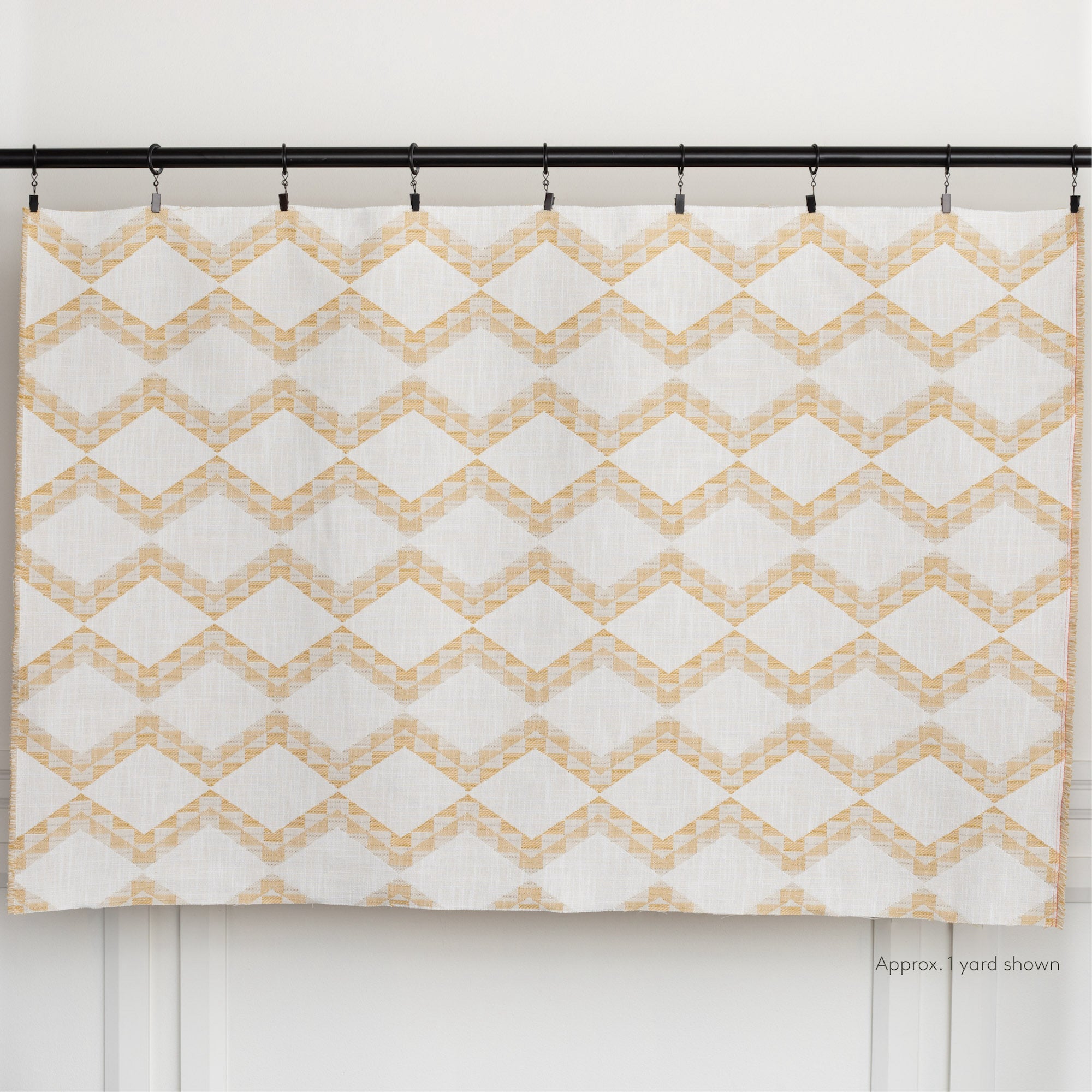 Estevan Amber yellow and cream large scale zigzag and diamond pattern indoor outdoor fabric : 1 yard cut