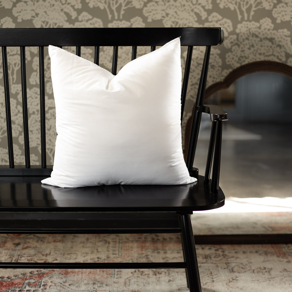 Faux down microfiber pillow insert from Tonic Living with a karate chop