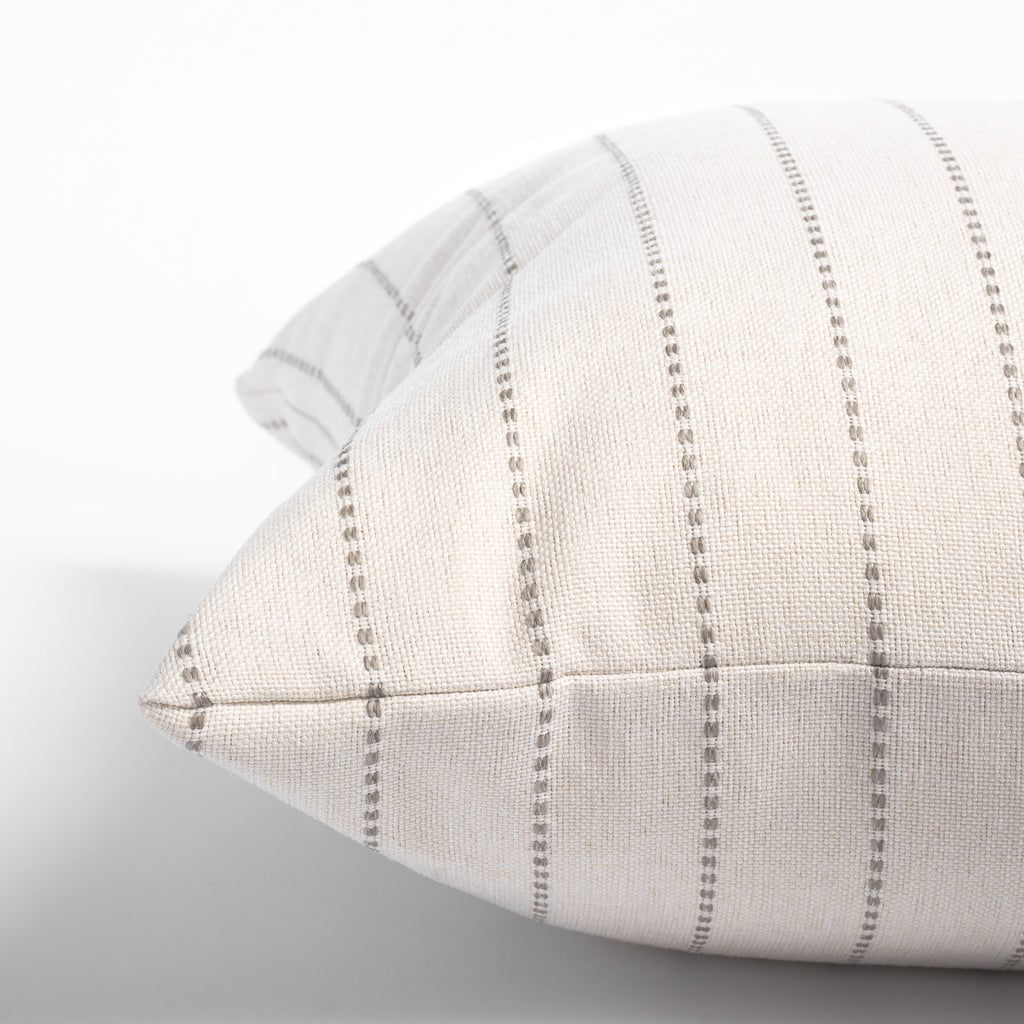 fontana cream and sandy grey stripe pillow : side view