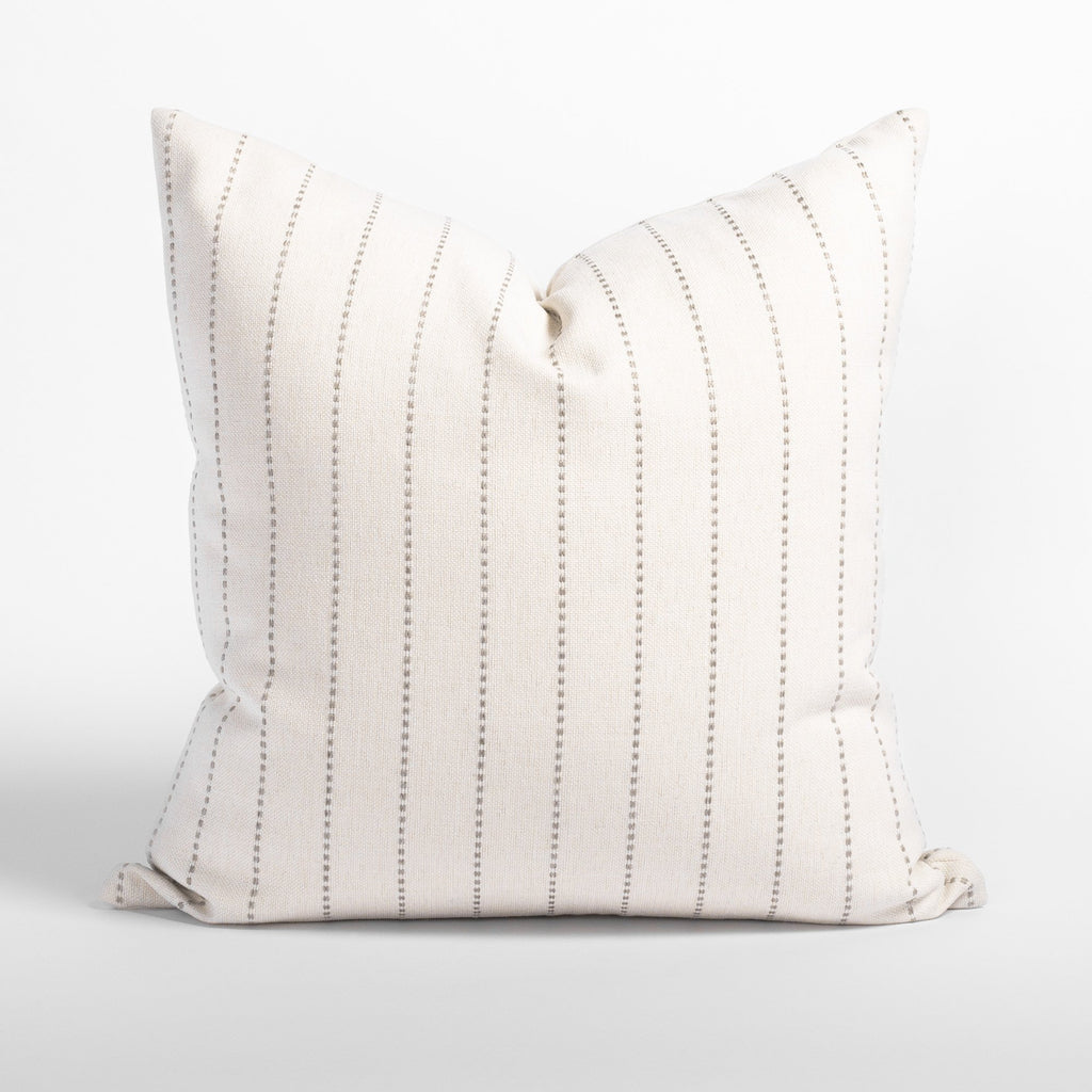 Fontana 20x20 pillow, a cream and sandy grey vertical stripe pillow