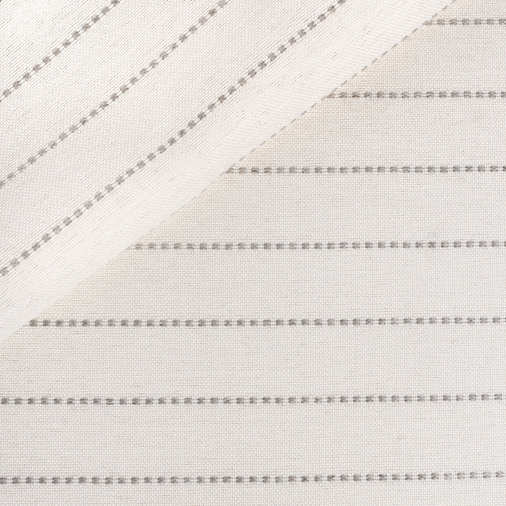 Fontana Linen, a light cream and sandy grey horizontal stripe indoor outdoor fabric from Tonic Living
