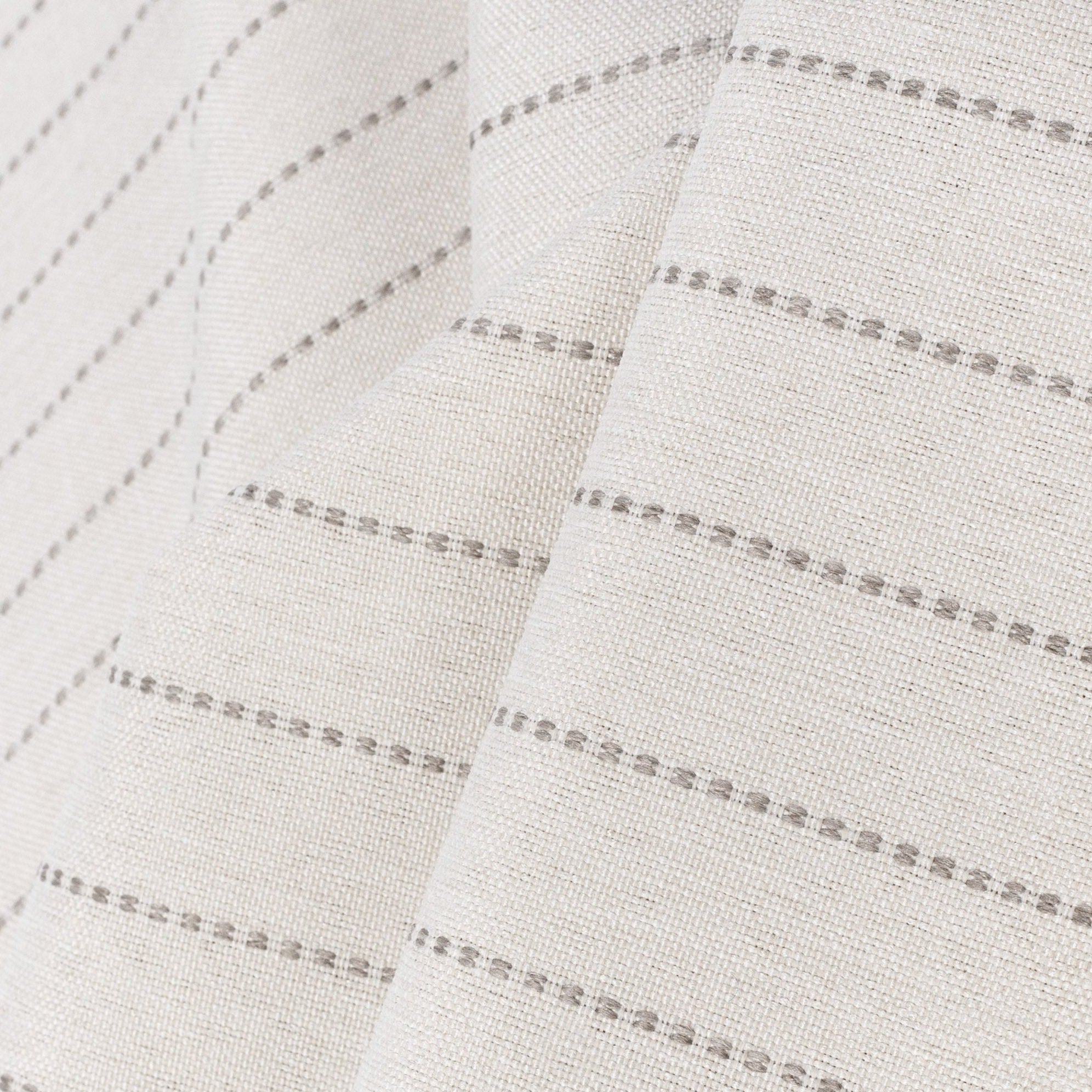 a light cream and sandy grey stripe indoor outdoor fabric :  close up view