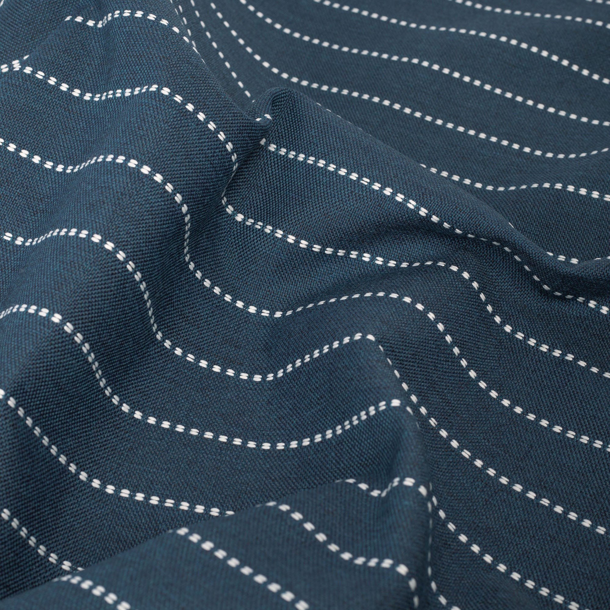 Fontana navy blue and white horizontal stripe indoor outdoor fabric : view 4