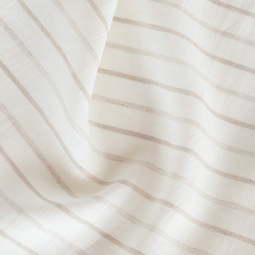 Fraser creamy-white and taupe stripe linen-blend drapery fabric : view 6