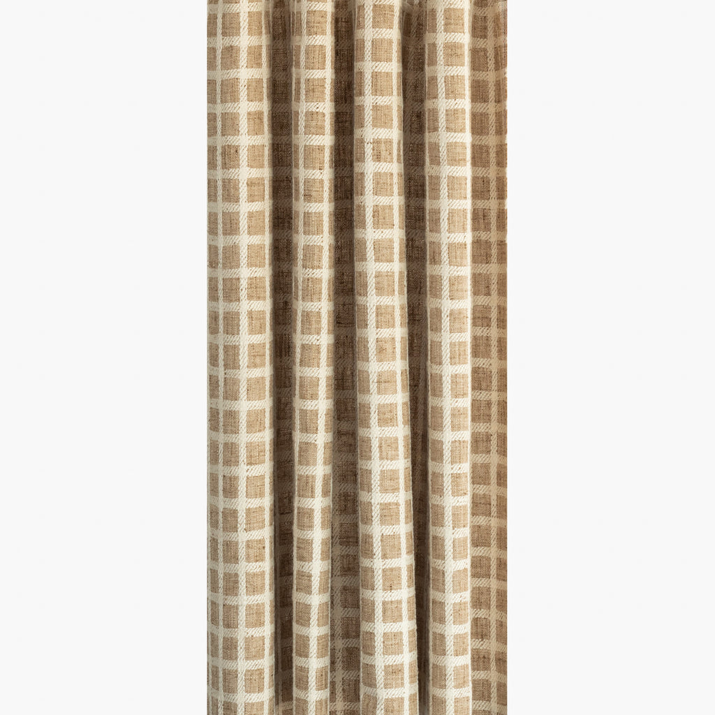 a light brown and cream windowpane check fabric by the yard from Tonic Living