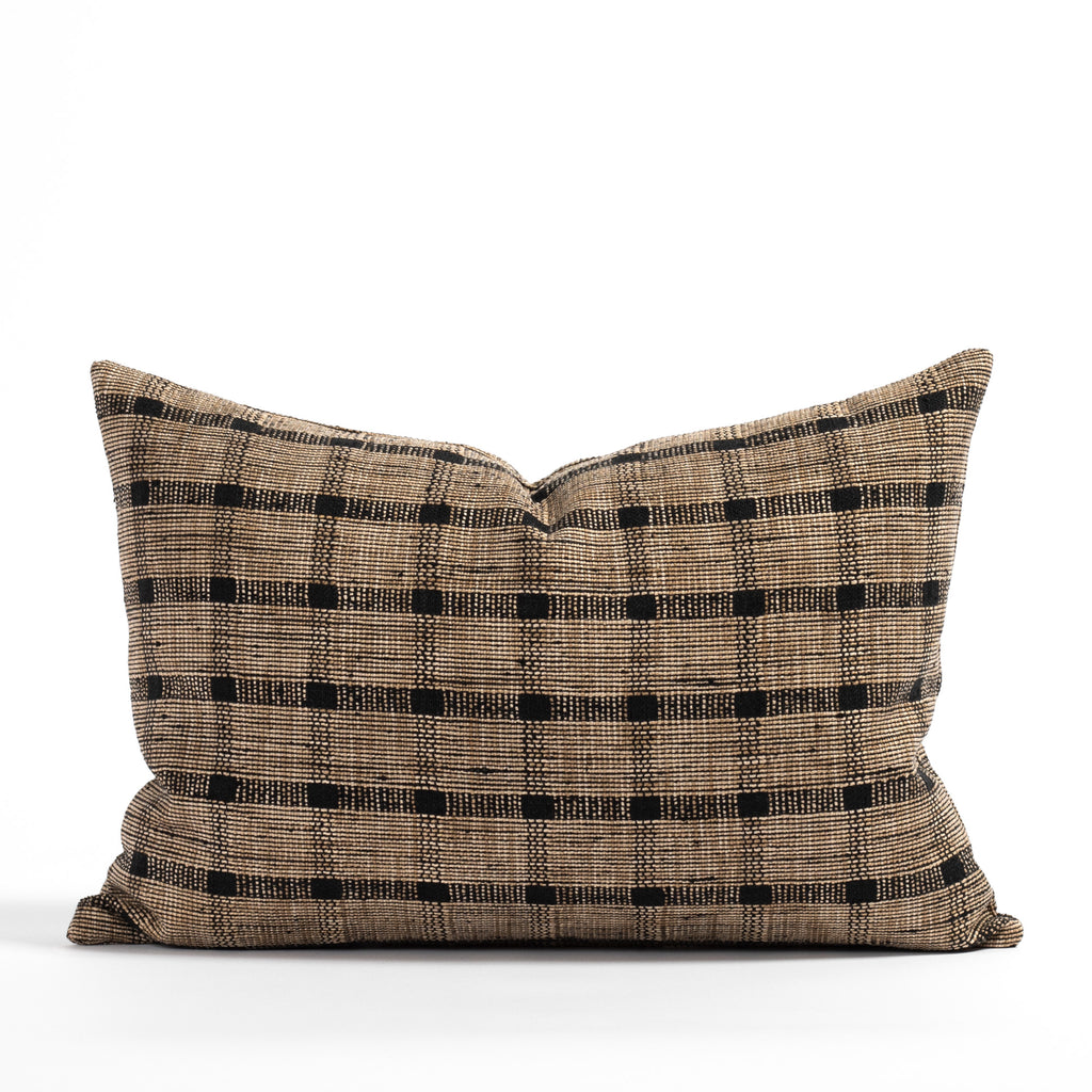 harriet check espresso brown and black plaid check lumbar pillow from Tonic Living
