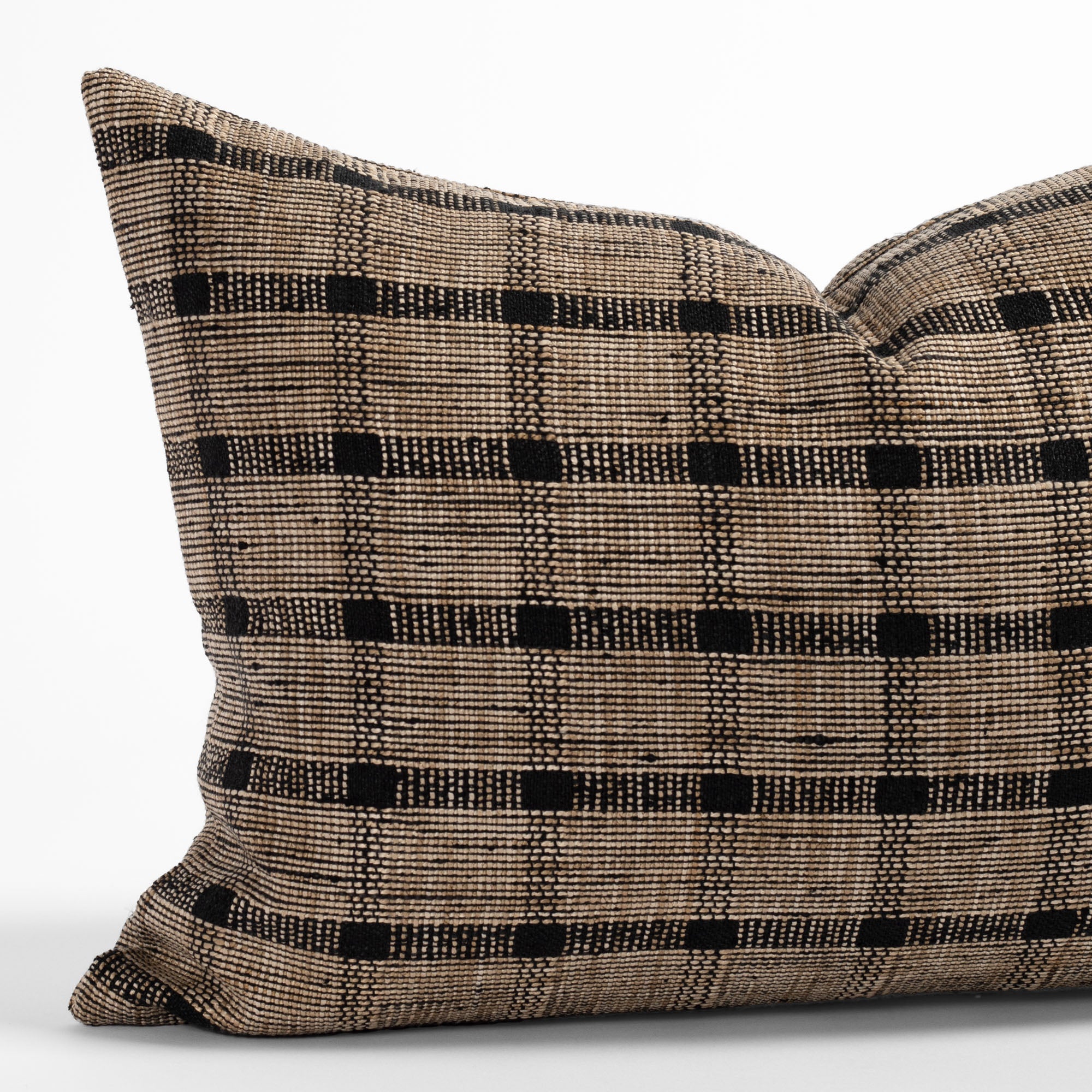 brown and black plaid check lumbar pillow