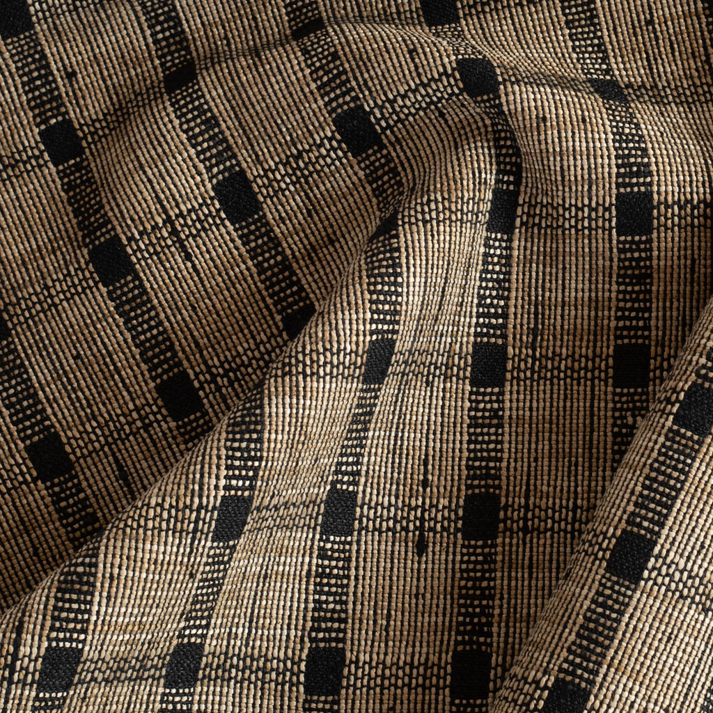 a brown and black woven check fabric by the yard