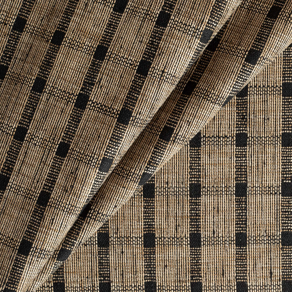 a tan brown and black plaid check home decor fabric 