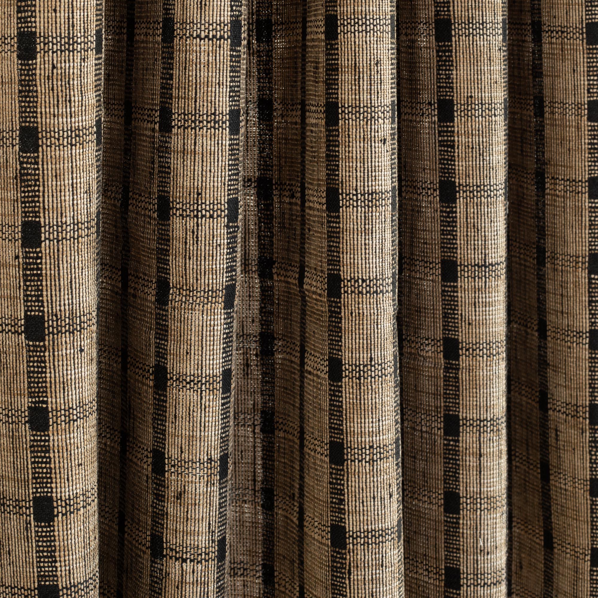 a tan brown and black plaid drapery fabric