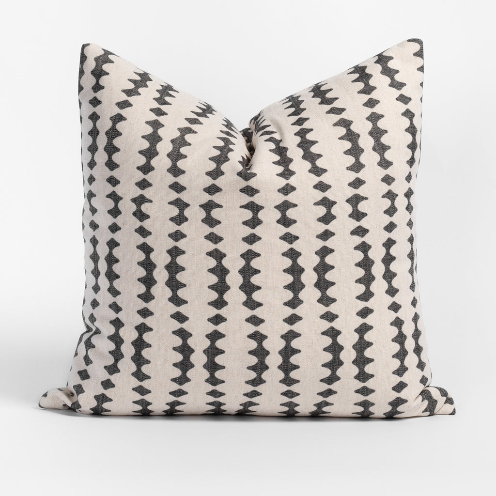 Helmi Charcoal Pillow, a faded black and beige abstract stripe pillow from Tonic Living