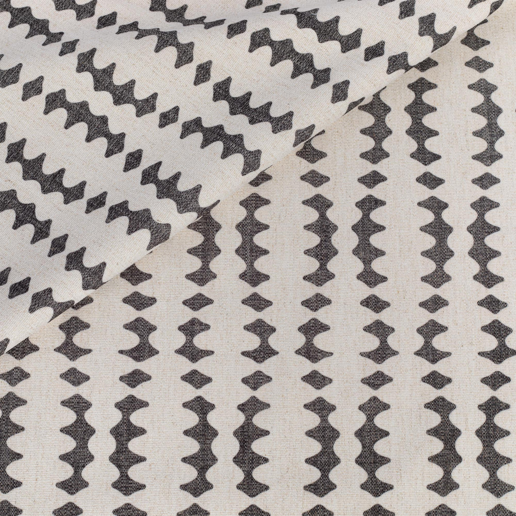 Helmi Charcoal, a black and beige abstract stripe print fabric from Tonic Living
