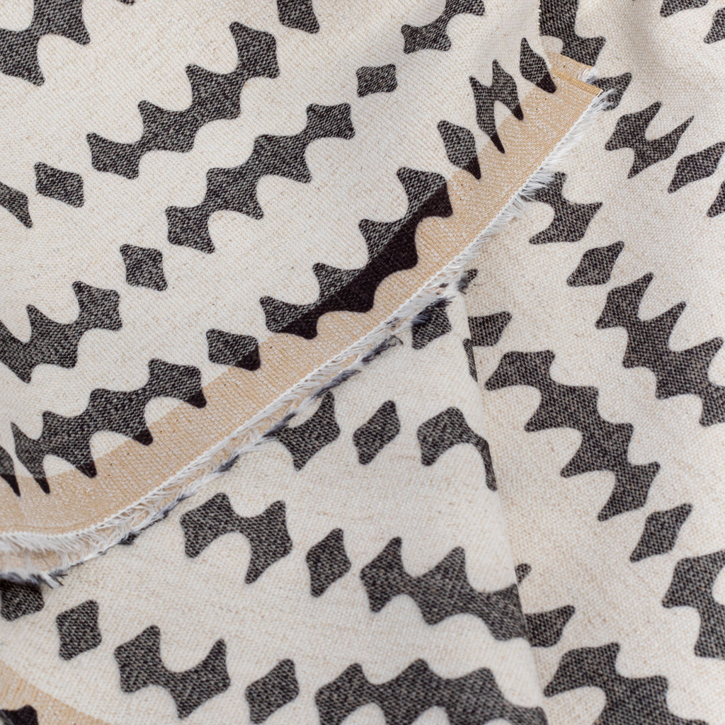 Helmi Charcoal, a black and beige abstract stripe print fabric : view 5
