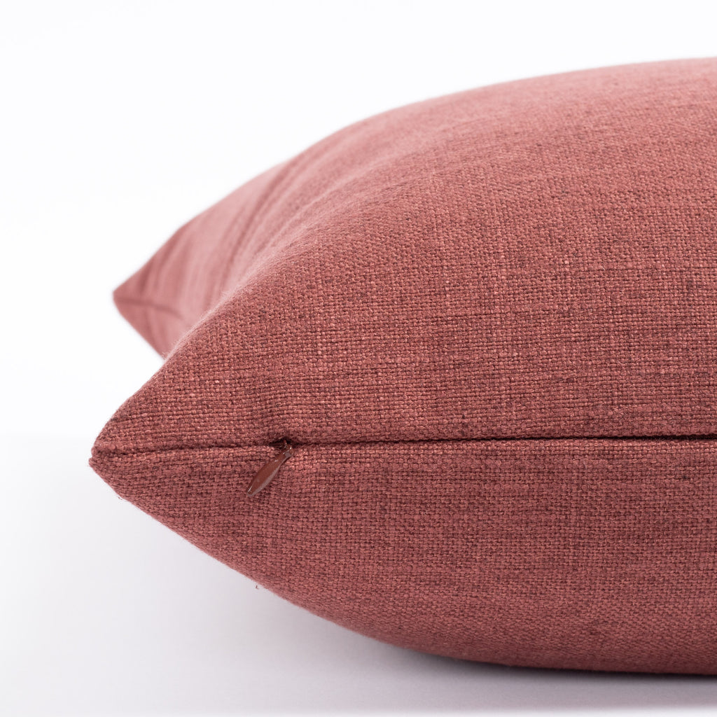 a pinky red throw pillow : zipper detail 
