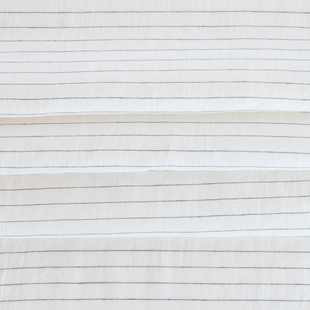 Hudson cream white and black stripe linen blend drapery fabric : view 4